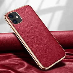 Coque Luxe Cuir Housse Etui pour Apple iPhone 12 Mini Rouge