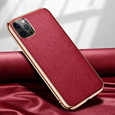 Coque Luxe Cuir Housse Etui pour Apple iPhone 12 Pro Max Rouge
