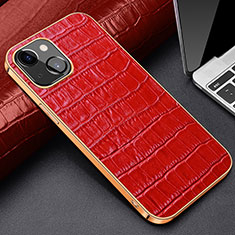 Coque Luxe Cuir Housse Etui pour Apple iPhone 13 Rouge