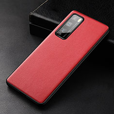 Coque Luxe Cuir Housse Etui pour Huawei Enjoy 20 Pro 5G Rouge