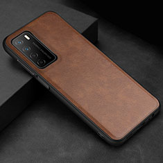 Coque Luxe Cuir Housse Etui pour Huawei Honor Play4 5G Marron