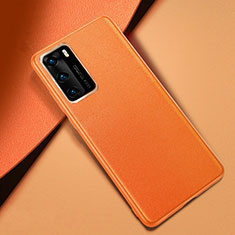 Coque Luxe Cuir Housse Etui pour Huawei P40 Orange