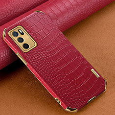 Coque Luxe Cuir Housse Etui pour Oppo A16 Rouge