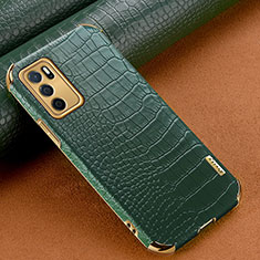 Coque Luxe Cuir Housse Etui pour Oppo A16 Vert