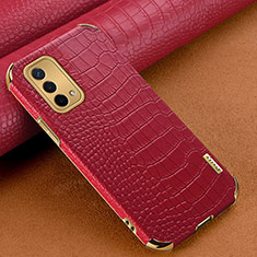 Coque Luxe Cuir Housse Etui pour Oppo A74 5G Rouge
