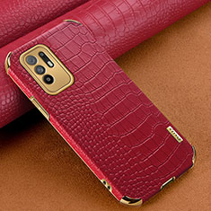 Coque Luxe Cuir Housse Etui pour Oppo F19 Pro+ Plus 5G Rouge