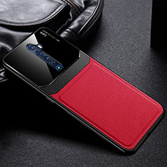 Coque Luxe Cuir Housse Etui pour Oppo Reno2 Rouge