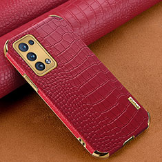 Coque Luxe Cuir Housse Etui pour Oppo Reno6 Pro 5G Rouge