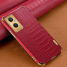 Coque Luxe Cuir Housse Etui pour Oppo Reno7 Lite 5G Rouge
