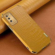 Coque Luxe Cuir Housse Etui pour Samsung Galaxy A02s Jaune