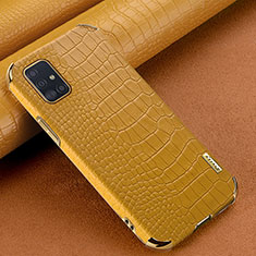 Coque Luxe Cuir Housse Etui pour Samsung Galaxy A51 4G Jaune