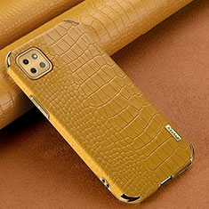 Coque Luxe Cuir Housse Etui pour Samsung Galaxy F42 5G Jaune