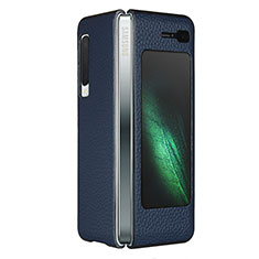 Coque Luxe Cuir Housse Etui pour Samsung Galaxy Fold Bleu