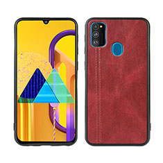 Coque Luxe Cuir Housse Etui pour Samsung Galaxy M21 Rouge