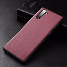 Coque Luxe Cuir Housse Etui pour Samsung Galaxy Note 10 5G Vin Rouge
