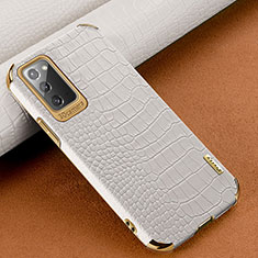 Coque Luxe Cuir Housse Etui pour Samsung Galaxy Note 20 5G Blanc