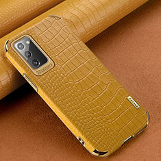 Coque Luxe Cuir Housse Etui pour Samsung Galaxy Note 20 5G Jaune