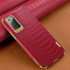 Coque Luxe Cuir Housse Etui pour Samsung Galaxy Note 20 5G Rouge