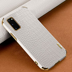 Coque Luxe Cuir Housse Etui pour Samsung Galaxy S20 5G Blanc