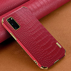 Coque Luxe Cuir Housse Etui pour Samsung Galaxy S20 5G Rouge