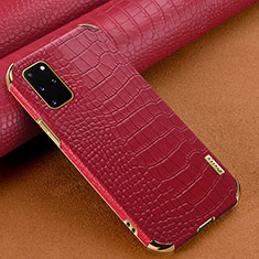 Coque Luxe Cuir Housse Etui pour Samsung Galaxy S20 Plus Rouge