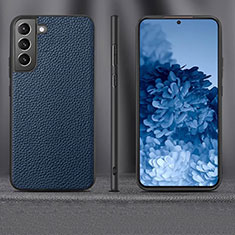 Coque Luxe Cuir Housse Etui pour Samsung Galaxy S21 FE 5G Bleu