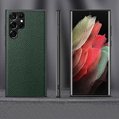 Coque Luxe Cuir Housse Etui pour Samsung Galaxy S23 Ultra 5G Vert