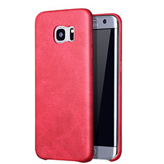 Coque Luxe Cuir Housse Etui pour Samsung Galaxy S7 Edge G935F Rouge