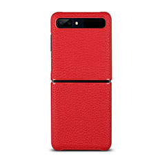 Coque Luxe Cuir Housse Etui pour Samsung Galaxy Z Flip 5G Rouge
