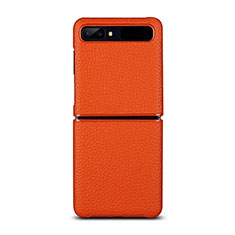 Coque Luxe Cuir Housse Etui pour Samsung Galaxy Z Flip Orange