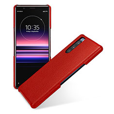 Coque Luxe Cuir Housse Etui pour Sony Xperia 5 Rouge
