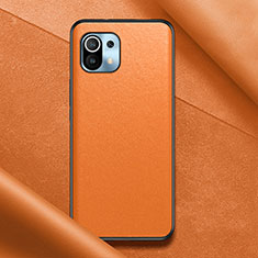 Coque Luxe Cuir Housse Etui pour Xiaomi Mi 11 5G Orange