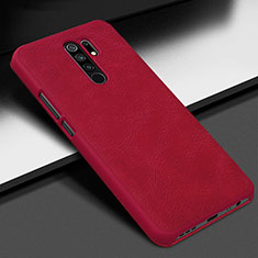 Coque Luxe Cuir Housse Etui pour Xiaomi Redmi 9 Rouge