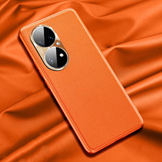Coque Luxe Cuir Housse Etui QK1 pour Huawei P50 Pro Orange
