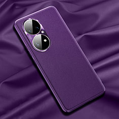Coque Luxe Cuir Housse Etui QK1 pour Huawei P50 Pro Violet