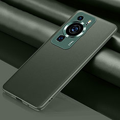 Coque Luxe Cuir Housse Etui QK1 pour Huawei P60 Pro Vert