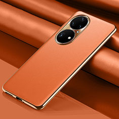Coque Luxe Cuir Housse Etui QK2 pour Huawei P50 Pro Orange