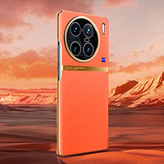 Coque Luxe Cuir Housse Etui QK2 pour Vivo X90 Pro+ Plus 5G Orange