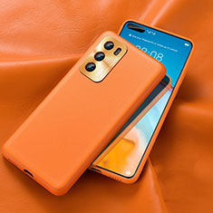 Coque Luxe Cuir Housse Etui R01 pour Huawei P40 Orange