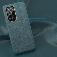 Coque Luxe Cuir Housse Etui R01 pour Huawei P40 Pro Cyan