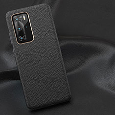 Coque Luxe Cuir Housse Etui R01 pour Huawei P40 Pro Noir