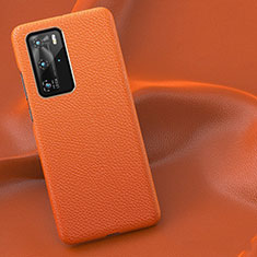 Coque Luxe Cuir Housse Etui R01 pour Huawei P40 Pro Orange
