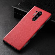 Coque Luxe Cuir Housse Etui R01 pour OnePlus 8 Pro Rouge