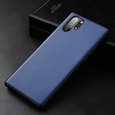 Coque Luxe Cuir Housse Etui R01 pour Samsung Galaxy Note 10 Plus Bleu