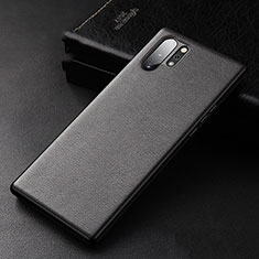 Coque Luxe Cuir Housse Etui R01 pour Samsung Galaxy Note 10 Plus Noir