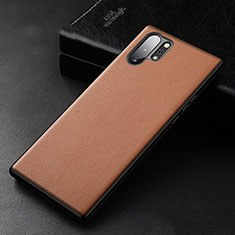 Coque Luxe Cuir Housse Etui R01 pour Samsung Galaxy Note 10 Plus Orange