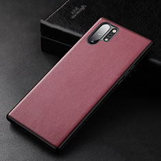 Coque Luxe Cuir Housse Etui R01 pour Samsung Galaxy Note 10 Plus Rouge