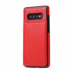 Coque Luxe Cuir Housse Etui R01 pour Samsung Galaxy S10 Plus Rouge