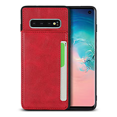 Coque Luxe Cuir Housse Etui R01 pour Samsung Galaxy S10 Rouge