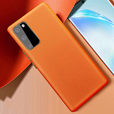Coque Luxe Cuir Housse Etui R01 pour Samsung Galaxy S20 5G Orange